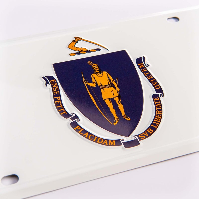 Pickwicks Massachusetts State Flag License Plate – Embossed HD Aluminum – Bay State Pride – Decorative Car Tag – 6”x12” Novelty Metal Sign (Massachusetts) - Image 2